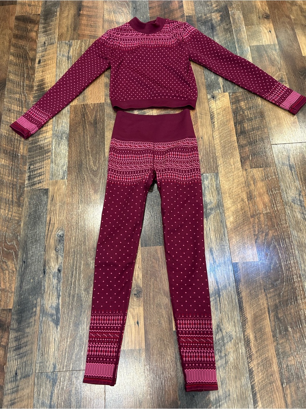 Womens Seamless Maroon Patterned Leggings - Fabletics